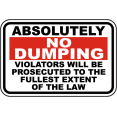 thumbnail image 1 of Vinyl Stickers - Absolutely No Dumping Sign - Safety and Warning Warehouse Signs Stickers - 3.5" x 5" - 3 Pack, 1 of 5