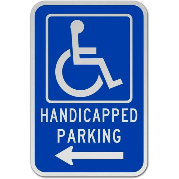 Vinyl Stickers - Accessible Entrance Sign (Left Arrow) 1 - Safety and Warning Warehouse Signs Stickers - 18" x 24" - 6 Pack