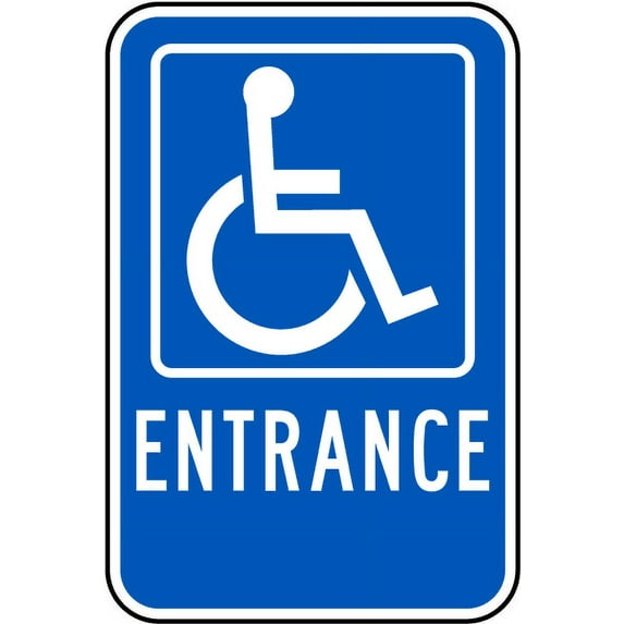 Vinyl Stickers - Accessible Entrance Sign - Safety and Warning Warehouse Signs Stickers - 24" x 30" - 10 Pack