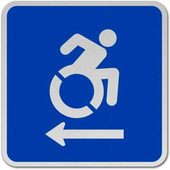 Vinyl Stickers - Accessible (Left Arrow) Sign - Safety and Warning Warehouse Signs Stickers - 13" x 9" - 10 Pack