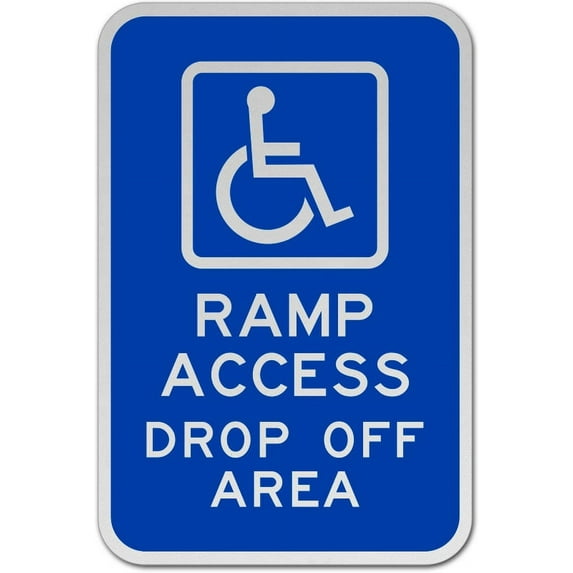 Vinyl Stickers - Accessible Ramp Access Drop Off Sign - Safety and Warning Warehouse Signs Stickers - 3.5" x 5" - 3 Pack