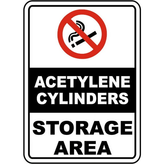 Vinyl Stickers - Acetylene Cylinders Storage Area Sign - Safety and Warning Warehouse Signs Stickers - 18" x 24" - 3 Pack
