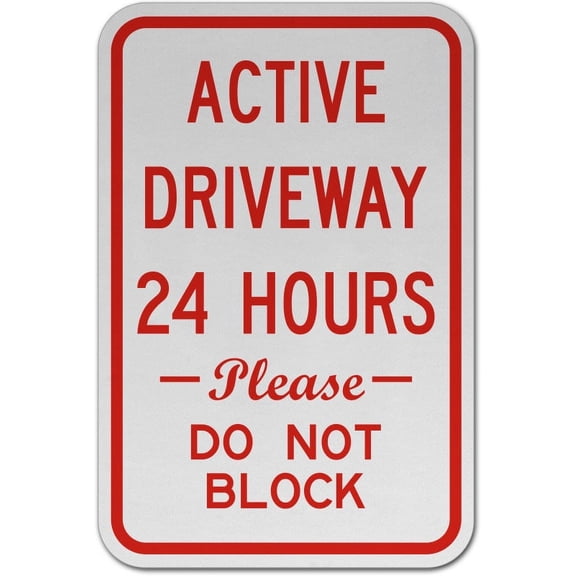 Vinyl Stickers - Active Driveway 24 Hours Sign C1 - Safety and Warning Warehouse Signs Stickers - 3.5" x 5" - 3 Pack
