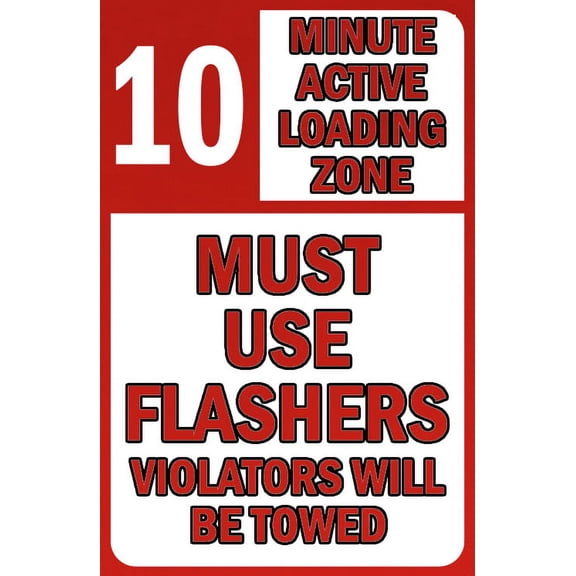 Vinyl Stickers - Active Loading Zone Use Flashers Sign - Safety and Warning Warehouse Signs Stickers - 3.5" x 5" - 6 Pack