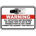 thumbnail image 1 of Vinyl Stickers - Activities Recorded on Video Sign C8 - Safety and Warning Warehouse Signs Stickers - 18" x 24" - 10 Pack, 1 of 5