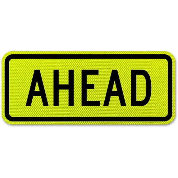 Vinyl Stickers - Ahead Sign - Safety and Warning Warehouse Signs Stickers - 24" x 30" - 3 Pack