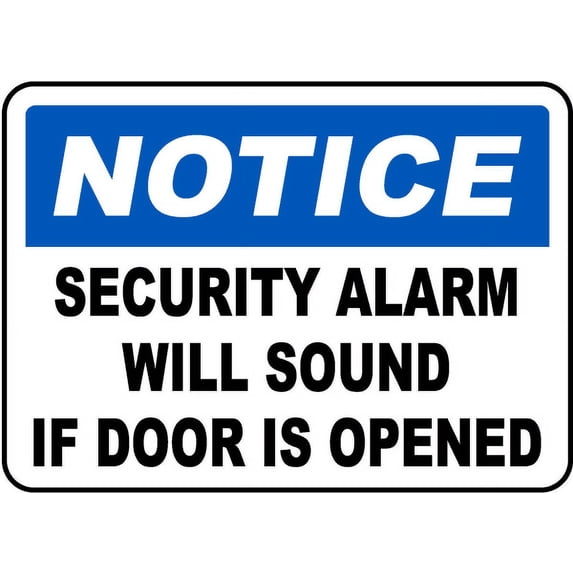 Vinyl Stickers - Alarm Will Sound If Door Opened Sign 2-Safety and Warning Warehouse Signs Stickers - 24" x 30" - 6 Pack