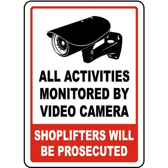 Vinyl Stickers - All Activities Monitored Sign - Safety and Warning Warehouse Signs Stickers - 18" x 24" - 6 Pack
