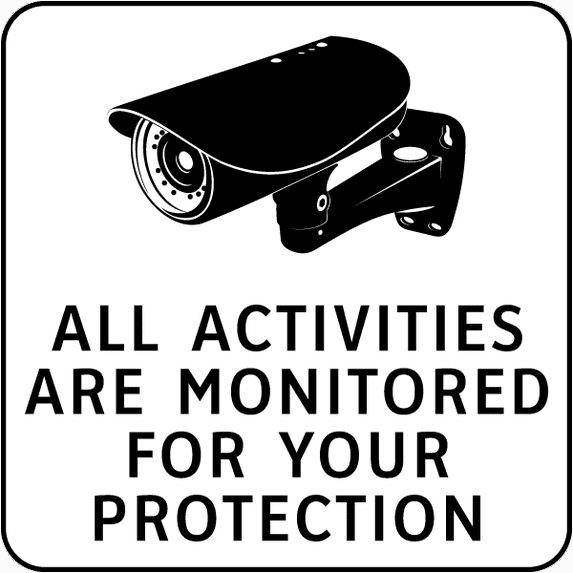 Vinyl Stickers - All Activities are Monitored Sign - Safety and Warning Warehouse Signs Stickers - 18" x 24" - 6 Pack