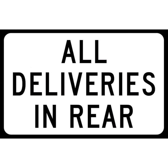 Vinyl Stickers - All Deliveries in Rear Sign - Safety and Warning Warehouse Signs Stickers - 13" x 9" - 3 Pack