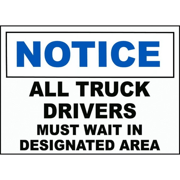 Vinyl Stickers - All Truck Drivers Must Wait Sign - Safety and Warning Warehouse Signs Stickers - 3.5" x 5" - 6 Pack