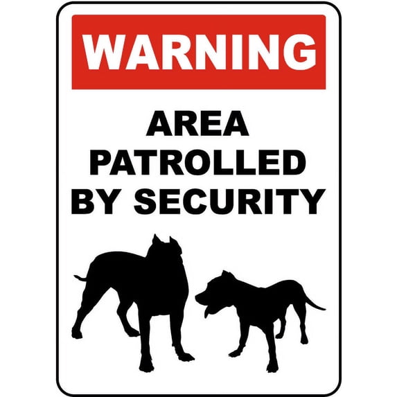 Vinyl Stickers - Area Patrolled by Security Sign - Safety and Warning Warehouse Signs Stickers - 3.5" x 5" - 3 Pack