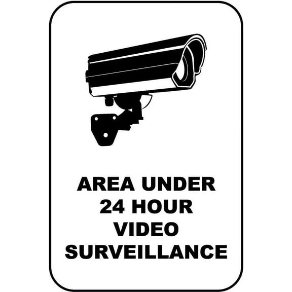 Vinyl Stickers - Area Under 24 Hour Surveillance Sign - Safety and Warning Warehouse Signs Stickers - 3.5" x 5" - 3 Pack