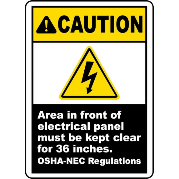 Vinyl Stickers - Area in Front of Panel Must Be Clear Sign 2-Safety and Warning Warehouse Signs Stickers - 24" x 30" - 10 Pack
