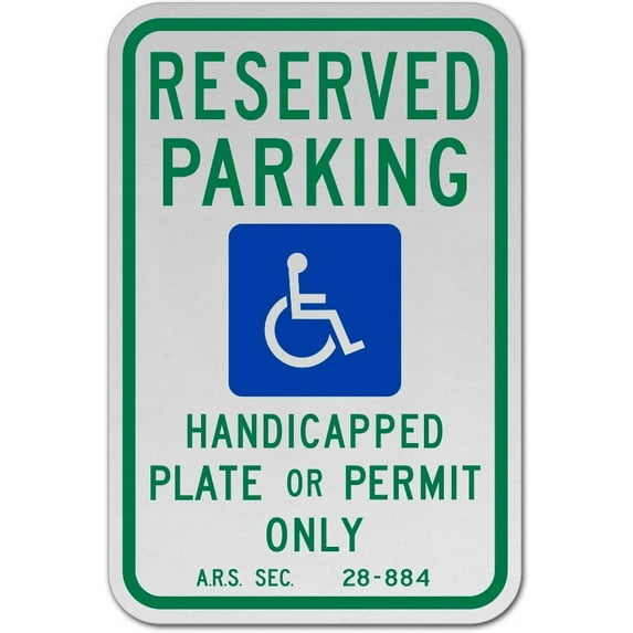 Vinyl Stickers - Arizona Accessible Parking Sign - Safety and Warning Warehouse Signs Stickers - 10" x 7" - 10 Pack