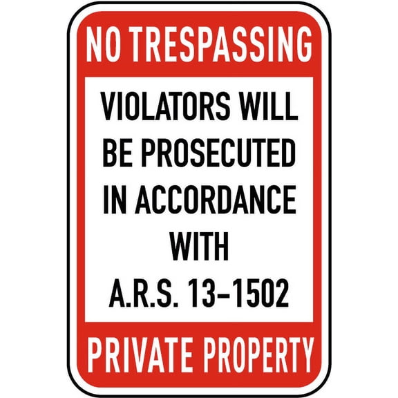 Vinyl Stickers - Arizona No Trespassing Sign D9 - Safety and Warning Warehouse Signs Stickers - 18" x 24" - 3 Pack