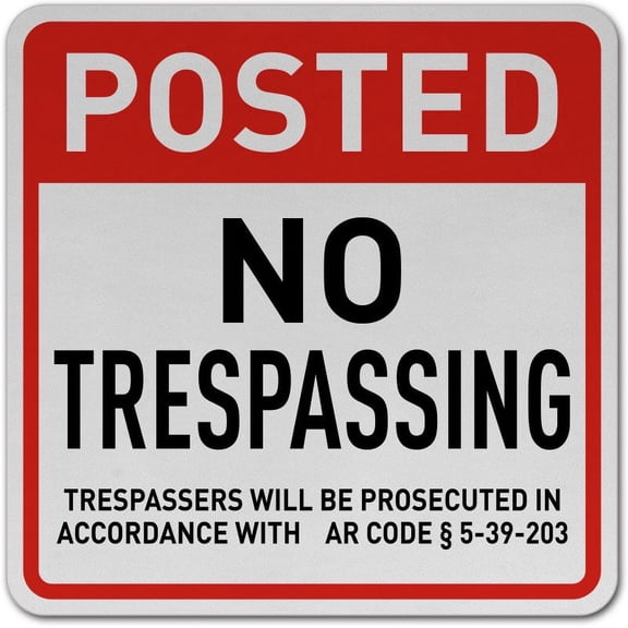 Vinyl Stickers - Arkansas Posted No Trespassing Sign - Safety and Warning Warehouse Signs Stickers - 10" x 7" - 3 Pack