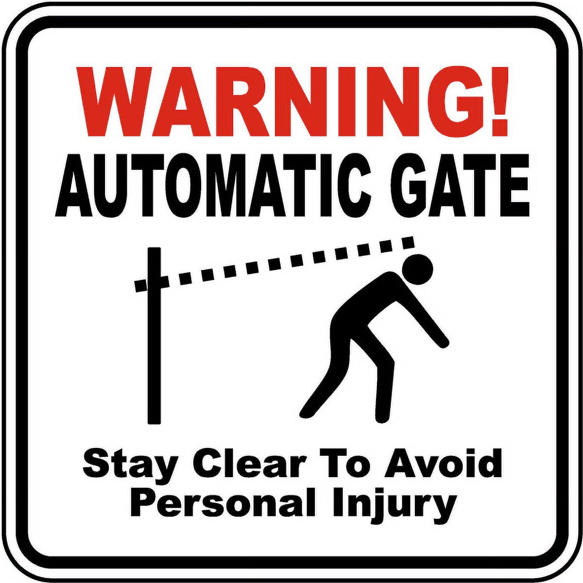 Vinyl Stickers - Automatic Gate Stay Clear Sign - Safety and Warning ...