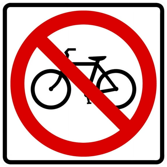 Vinyl Stickers - BR5-6-No Bicycles Sign - Safety and Warning Warehouse Signs Stickers - 18" x 24" - 6 Pack