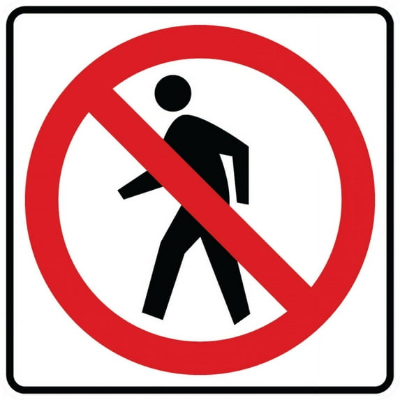 Vinyl Stickers - BR9-3-No Pedestrians Sign - Safety and Warning Warehouse Signs Stickers - 3.5" x 5" - 10 Pack