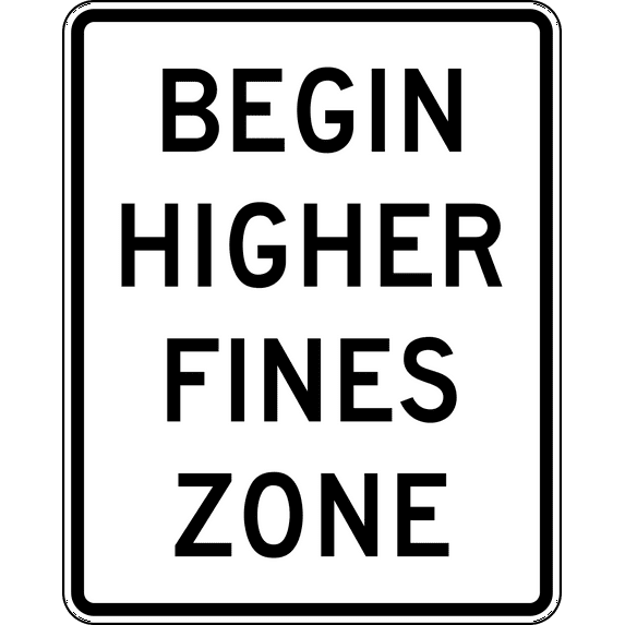 Vinyl Stickers - Begin Higher/Double Fines - Safety and Warning Warehouse Signs Stickers - 13" x 9" - 6 Pack