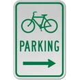 thumbnail image 1 of Vinyl Stickers - Bicycle Parking (Right Arrow) Sign - Safety and Warning Warehouse Signs Stickers - 10" x 7" - 6 Pack, 1 of 5