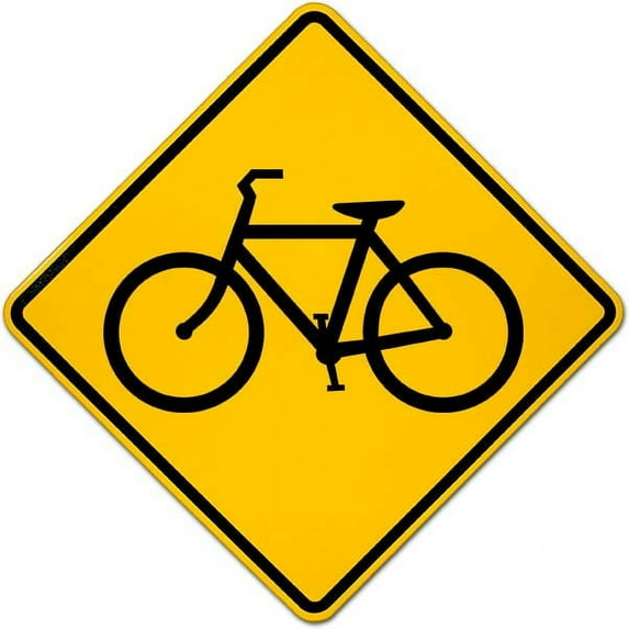 Vinyl Stickers - Bicycle Traffic Warning Sign - Safety and Warning Warehouse Signs Stickers - 3.5" x 5" - 3 Pack
