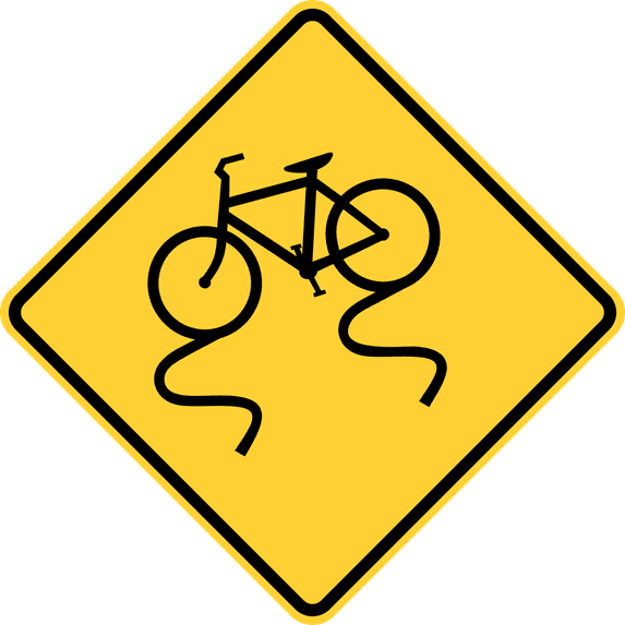 Vinyl Stickers - Bike Lane Slippery When Wet - Safety and Warning Warehouse Signs Stickers - 24" x 30" - 6 Pack