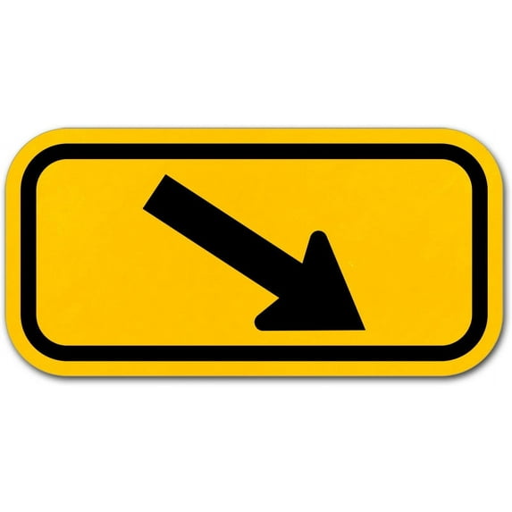 Vinyl Stickers - Black/Yellow Diagonal Arrow Sign I3 - Safety and Warning Warehouse Signs Stickers - 18" x 24" - 10 Pack