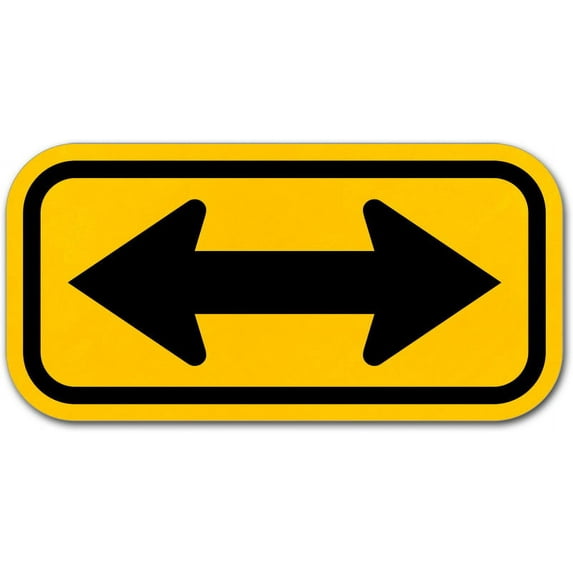 Vinyl Stickers - Black/Yellow Double Arrow Sign I6 - Safety and Warning Warehouse Signs Stickers - 13" x 9" - 6 Pack