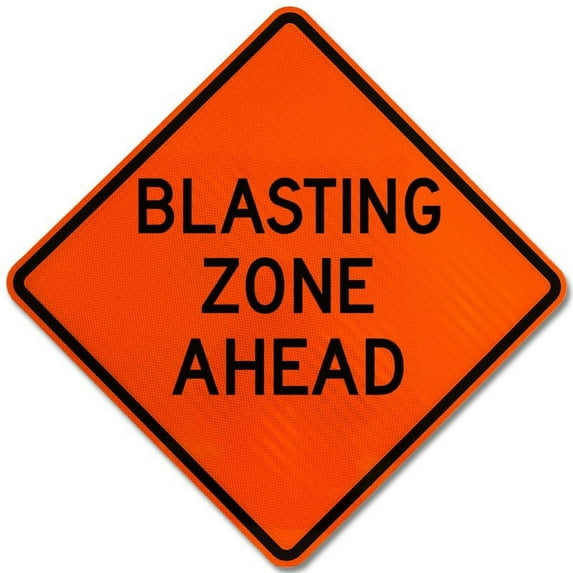 Vinyl Stickers - Blasting Zone Ahead Sign - Safety and Warning Warehouse Signs Stickers - 18" x 24" - 6 Pack