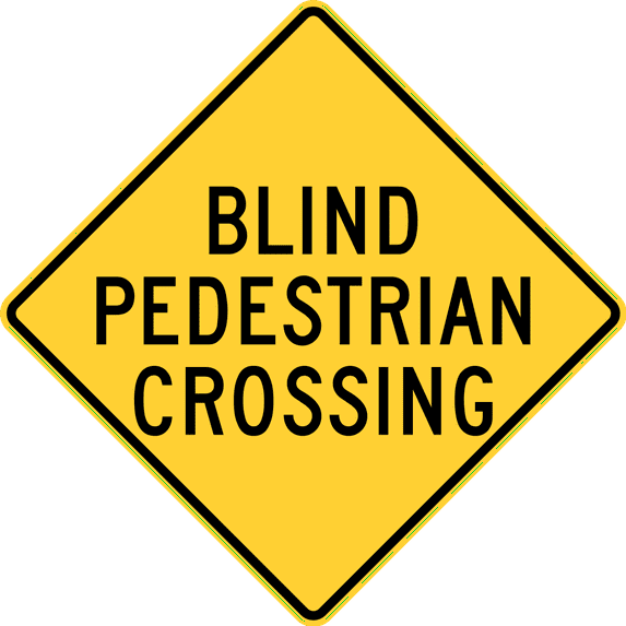 Vinyl Stickers - Blind Pedestrian Crossing, Pennsylvania - Safety and Warning Warehouse Signs Stickers - 13" x 9" - 6 Pack
