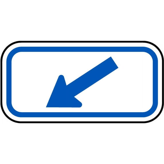 Vinyl Stickers - Blue Diagonal Left Arrow Sign J1 - Safety and Warning Warehouse Signs Stickers - 13" x 9" - 6 Pack