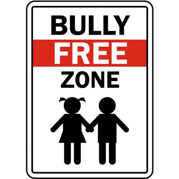 Vinyl Stickers - Bully Free Zone Sign - Safety and Warning Warehouse Signs Stickers - 10" x 7" - 6 Pack