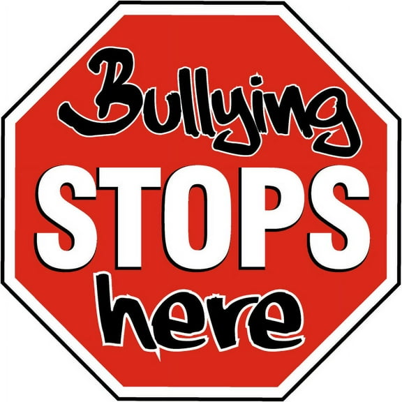 Vinyl Stickers - Bullying Stops Here Sign 1 - Safety and Warning Warehouse Signs Stickers - 10" x 7" - 6 Pack