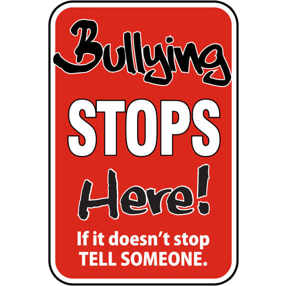Vinyl Stickers - Bullying Stops Here Sign 2 - Safety and Warning Warehouse Signs Stickers - 3.5" x 5" - 10 Pack