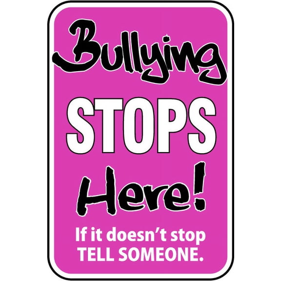 Vinyl Stickers - Bullying Stops Here Sign - Safety and Warning Warehouse Signs Stickers - 3.5" x 5" - 6 Pack