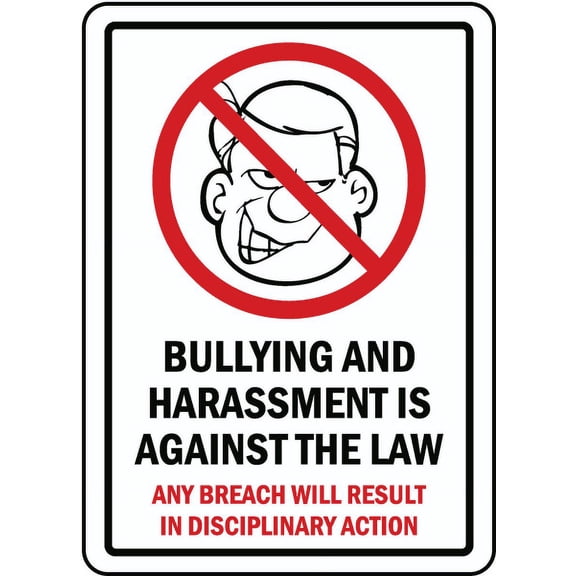 Vinyl Stickers - Bullying is Against The Law Sign - Safety and Warning Warehouse Signs Stickers - 13" x 9" - 6 Pack