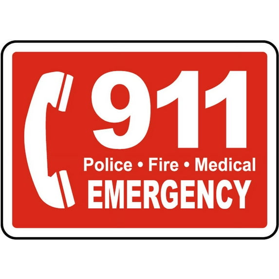 Vinyl Stickers - Call 911 Sign - Safety and Warning Warehouse Signs Stickers - 13" x 9" - 3 Pack