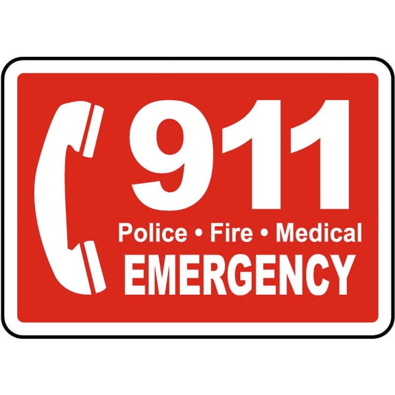 Vinyl Stickers - Call 911 Sign - Safety and Warning Warehouse Signs Stickers - 3.5" x 5" - 3 Pack