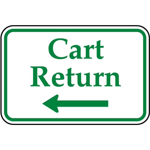 Vinyl Stickers - Cart Return (Left Arrow) Sign K3 - Safety and Warning Warehouse Signs Stickers - 24" x 30" - 3 Pack