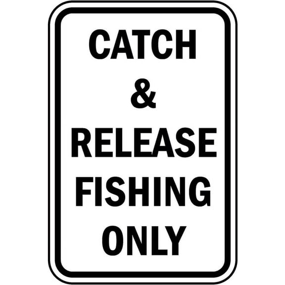 Vinyl Stickers - Catch & Release Fishing Only Sign - Safety and Warning Warehouse Signs Stickers - 24" x 30" - 10 Pack