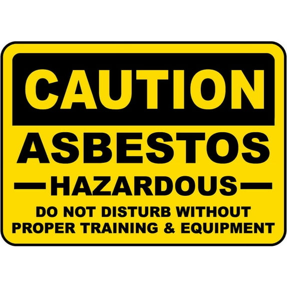 Vinyl Stickers - Caution Asbestos Do Not Disturb Sign - Safety and Warning Warehouse Signs Stickers - 24" x 30" - 6 Pack