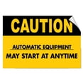 thumbnail image 1 of Vinyl Stickers - Caution - Automatic Equipment May Start at Anytime Style 2 - Safety and Warning Warehouse Signs Stickers - 3.5" x 5" - 3 Pack, 1 of 5