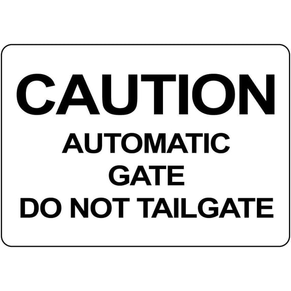 Vinyl Stickers - Caution - Automatic Gate Do Not Tailgate - Safety and Warning Warehouse Signs Stickers - 10" x 7" - 10 Pack