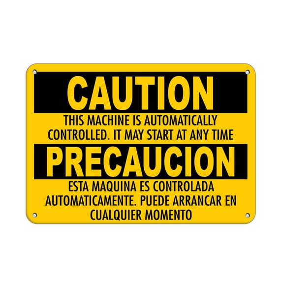 Vinyl Stickers - Caution - Automatically Controlled Machine Start Any Time - Safety and Warning Warehouse Signs Stickers - 24" x 30" - 3 Pack