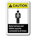thumbnail image 1 of Vinyl Stickers - Caution - Body Harness and Lifeline Connected All Times -Safety and Warning Warehouse Signs Stickers - 10" x 7" - 10 Pack, 1 of 5