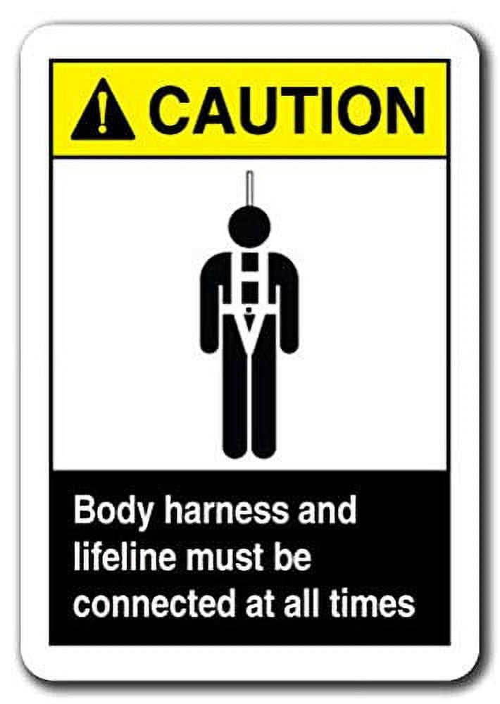 Check Harness Sticker Vinyl Stickers - Caution - Body Harness and Lifeline Connected All ...