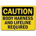 thumbnail image 1 of Vinyl Stickers - Caution - Body Harness and Lifeline Required -Safety and Warning Warehouse Signs Stickers - 10" x 7" - 3 Pack, 1 of 5