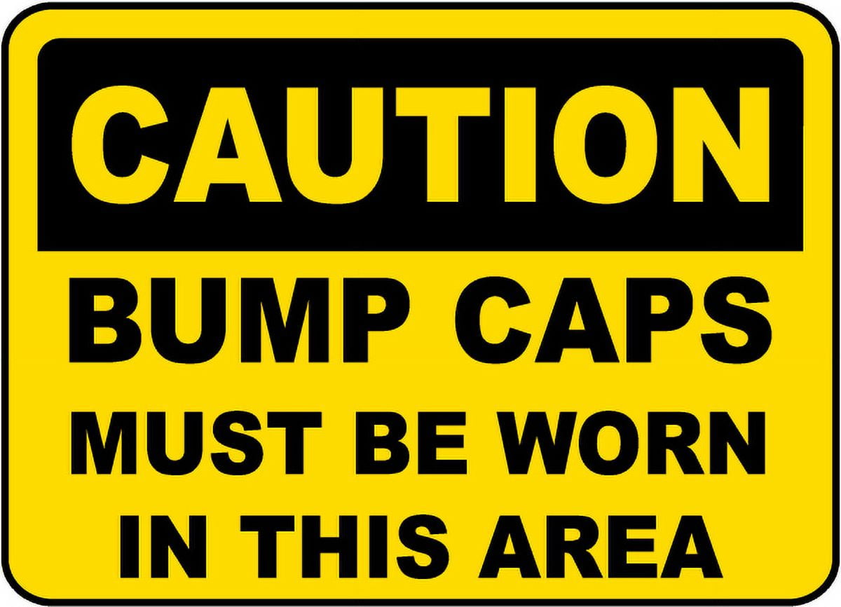 Vinyl Stickers - Caution Bump Caps Must Be Worn Sign - Safety and ...